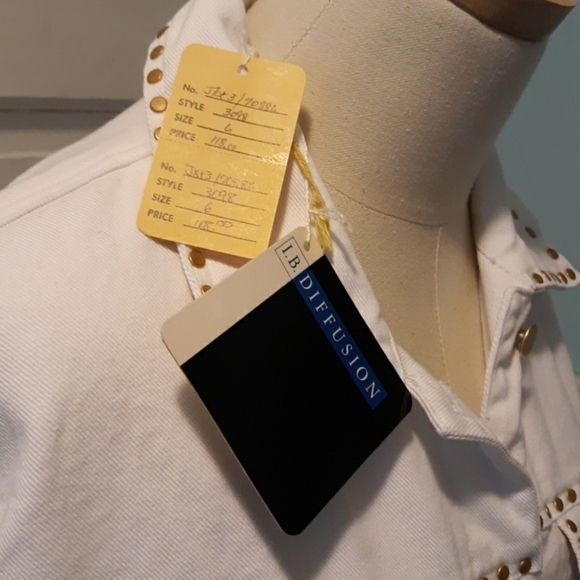 Vintage 1980s I.B.Diffusion white denim jacket - Picture 4 of 4